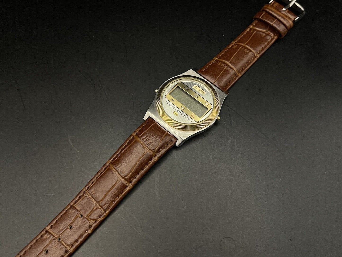 Vintage Bulova Digital Chronograph Quartz 36mm Gents Watch, Swiss Made - Grab A Watch Co