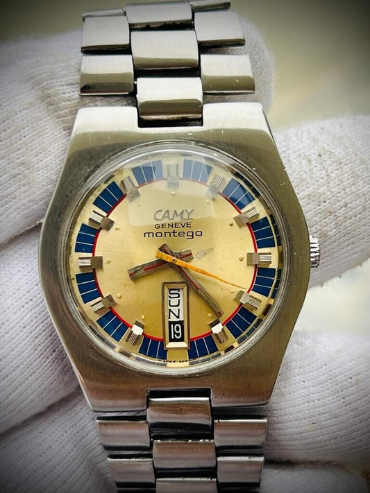 Vintage Camy Geneve Montego Automatic 7608 Mens Watch 37mm,Collectors Watch RARE
