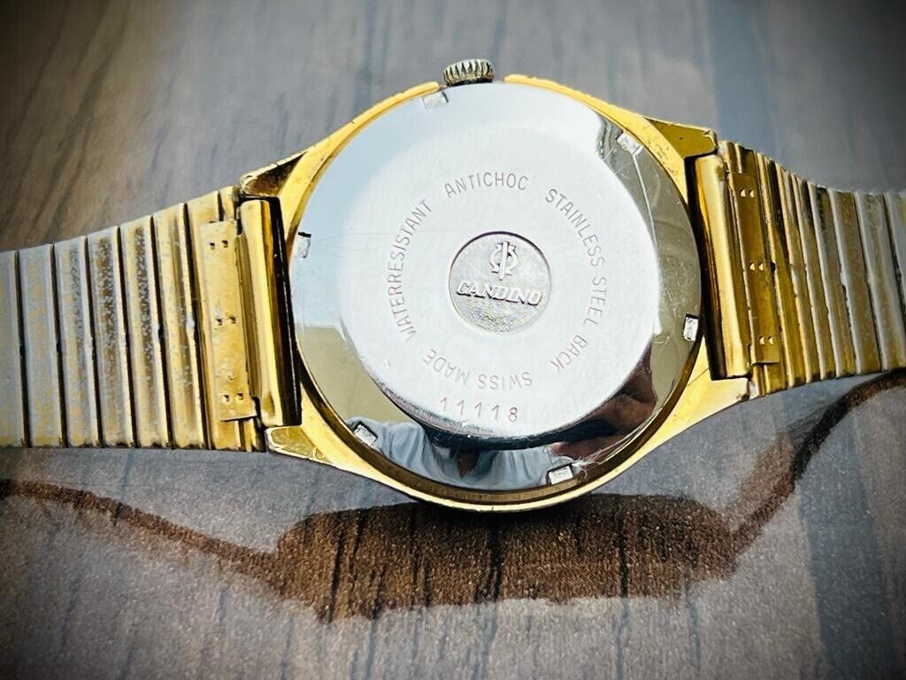 Vintage Candino Diastar Diamond Dial , 36mm Mens Watch, NOS, Swiss Made - Grab A Watch Co