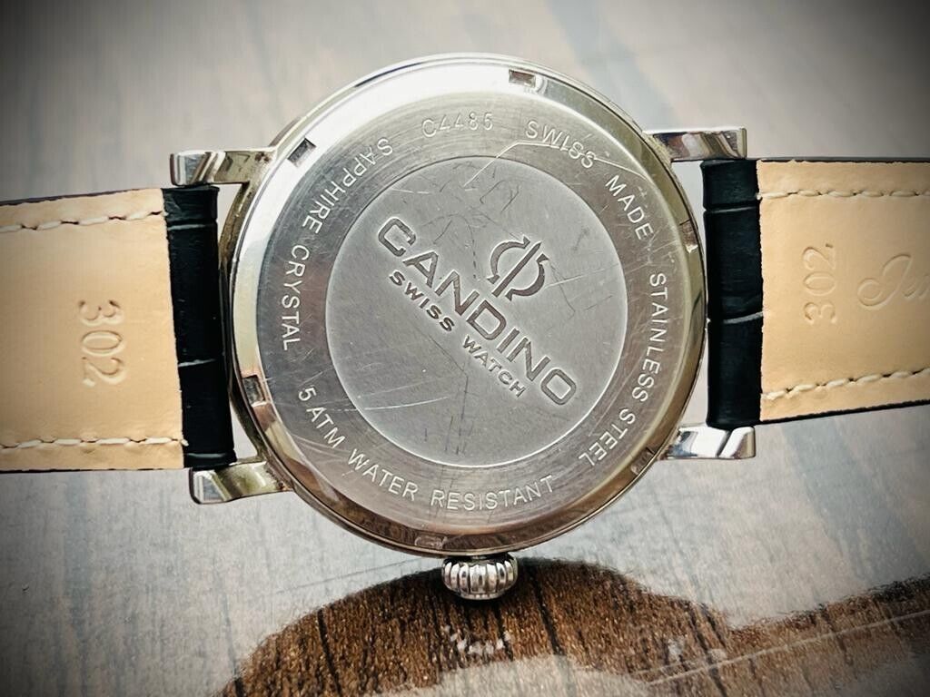 Vintage Candino Sapphire Quartz 42mm Mens Watch, Swiss, Rare