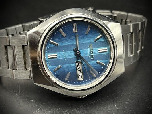 Vintage Citizen 21 Jewels 6501 Automatic Rare Blue Dial Mens Watch, Japan Made - Grab A Watch Co