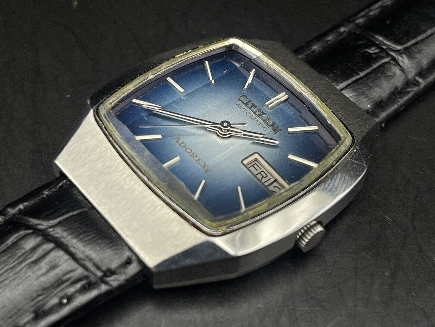 Vintage Citizen Adroex Sapphire Blue Dial Automatic Gents Watch, Japan made