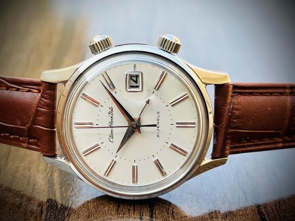 Vintage Citizen Alarm Date Retro Manual Wind 38mm Mens Watch, Perfect 50200255 - Grab A Watch Co