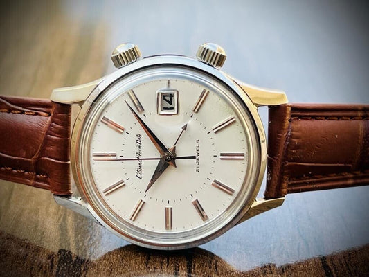 Vintage Citizen Alarm Date Retro Manual Wind 38mm Mens Watch, Perfect 50200255 - Grab A Watch Co