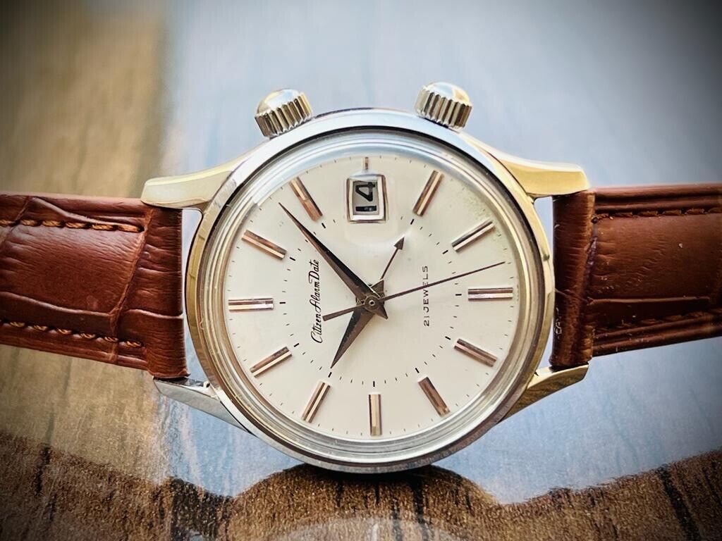 Vintage Citizen Alarm Date Retro Manual Wind 38mm Mens Watch, Perfect 50200255 - Grab A Watch Co