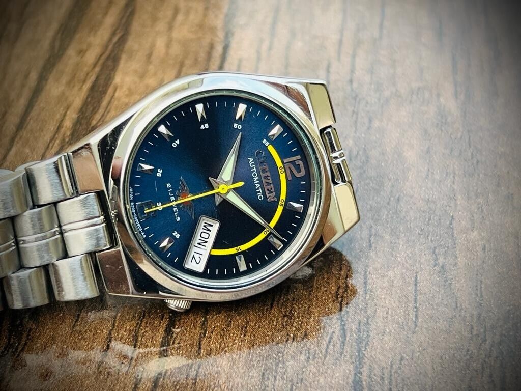 Vintage Citizen Automatic Blue Racer Dial Mens Watch ,Japan Made - Grab A Watch Co