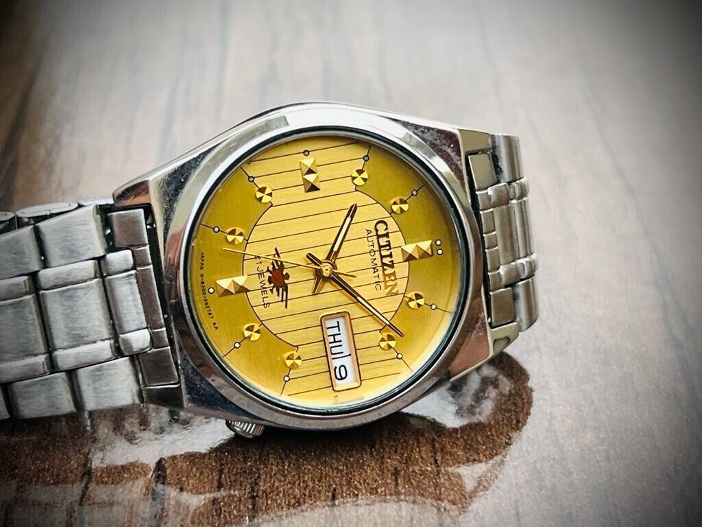 Vintage Citizen Automatic Gold Dial 32mm Mens Watch, Japan Made