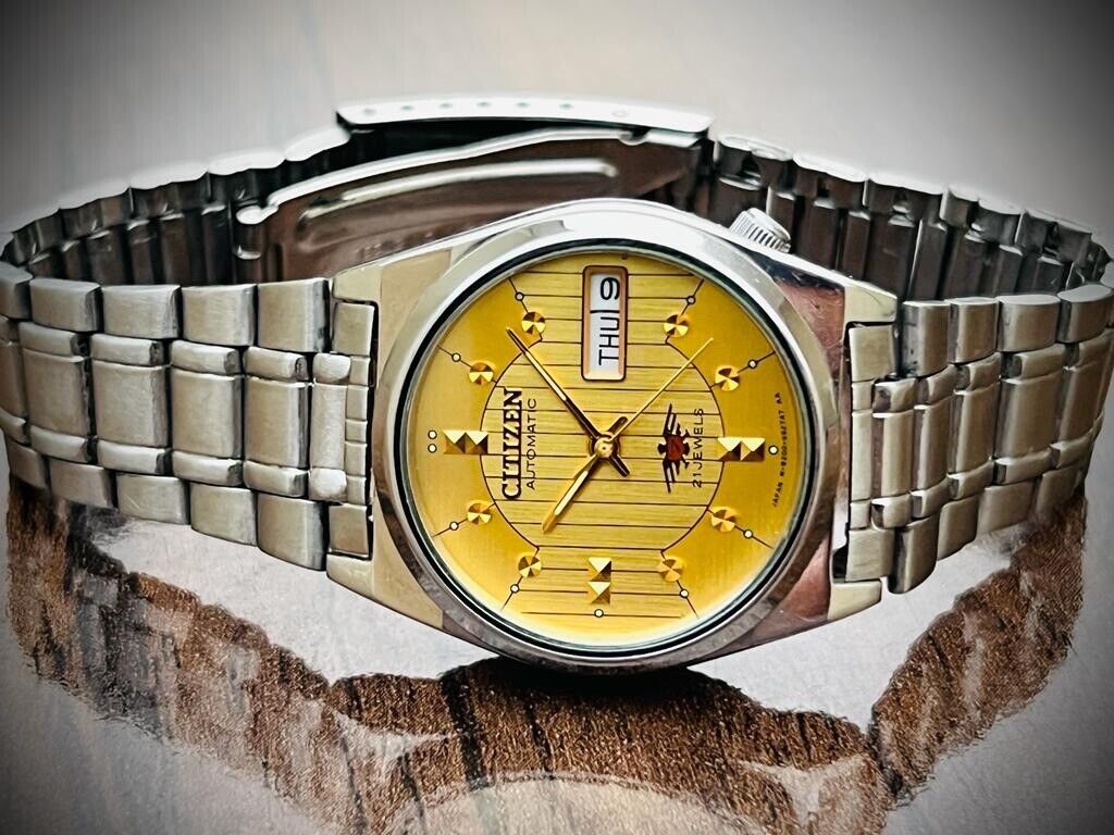 Vintage Citizen Automatic Gold Dial 32mm Mens Watch, Japan Made