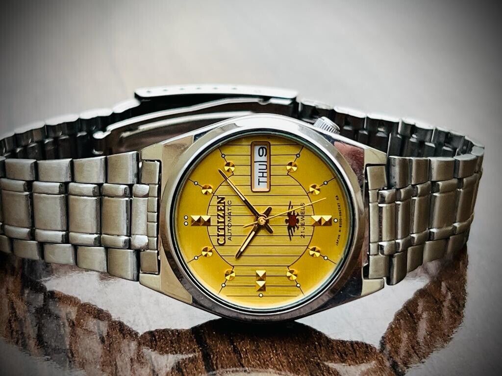 Vintage Citizen Automatic Gold Dial 32mm Mens Watch, Japan Made