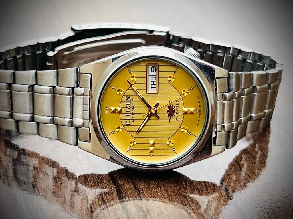 Vintage Citizen Automatic Gold Dial 32mm Mens Watch, Japan Made