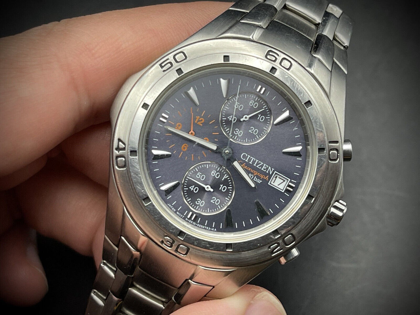 Vintage Citizen Chronograph 10 Bar Gents Watch, Japan made Quartz - Grab A Watch Co