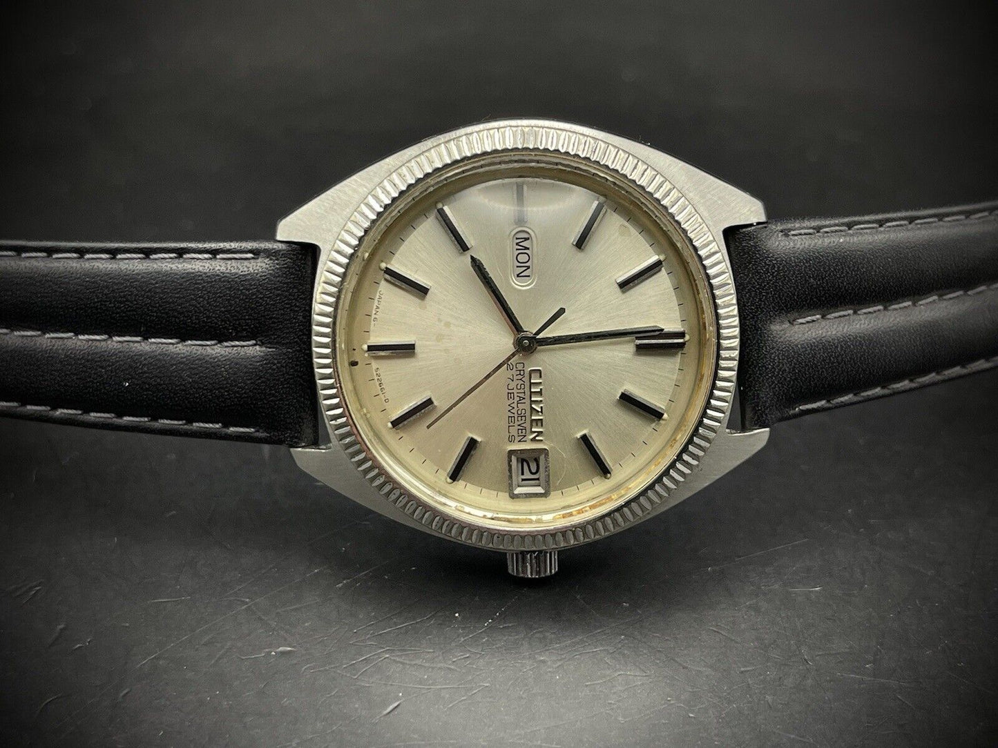 Vintage Citizen Crystal Seven 27 Jewels 37mm Automatic Gents Watch, Japan - Grab A Watch Co