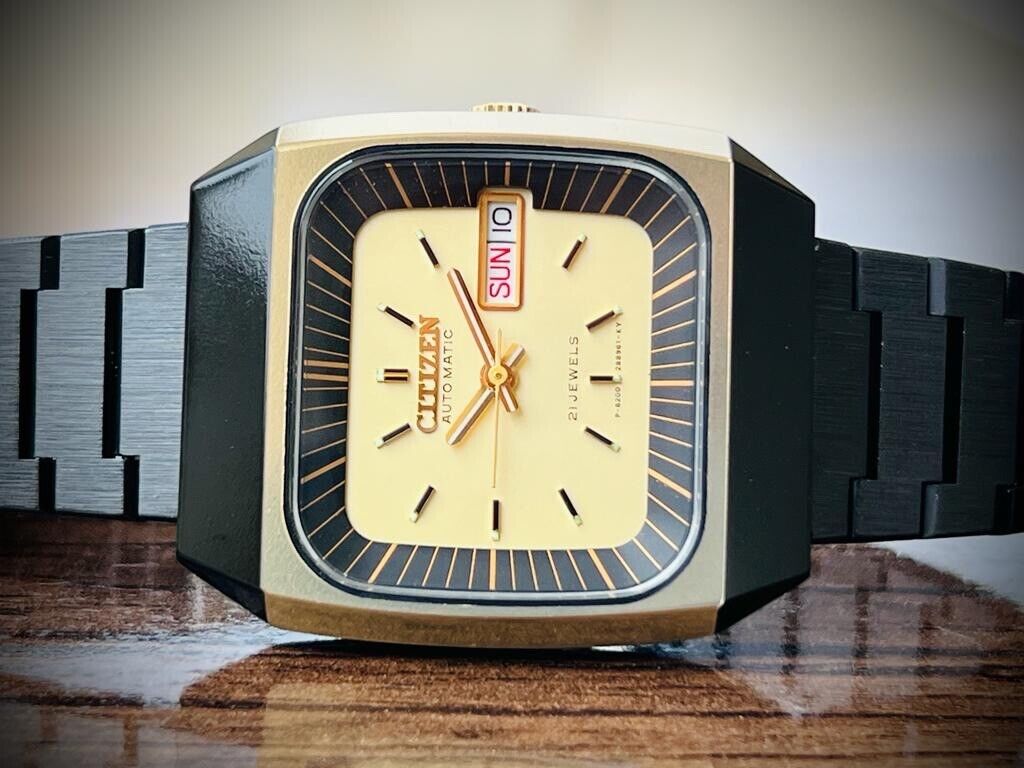 Vintage Citizen NOS Automatic 21 Jewels 34mm Black Plated Made in Japan, RARE
