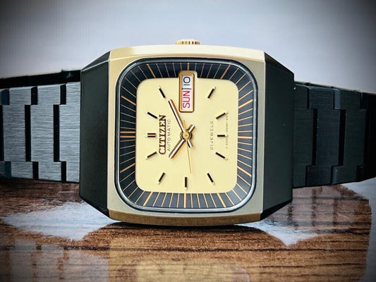 Vintage Citizen NOS Automatic 21 Jewels 34mm Black Plated Made in Japan, RARE