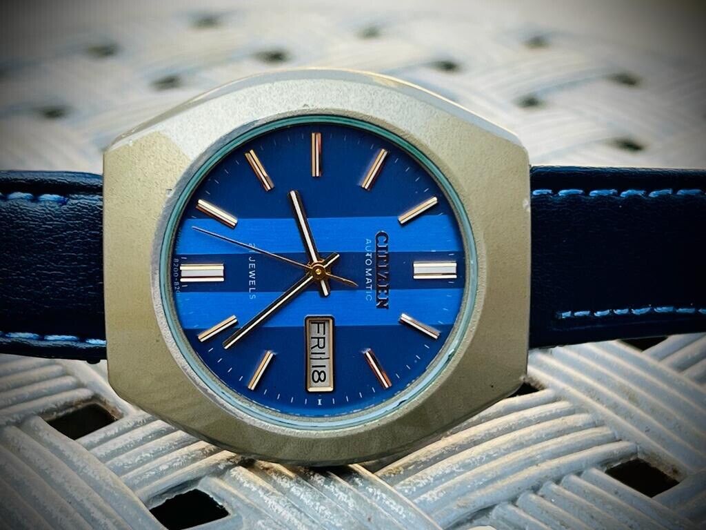 Vintage Citizen NOS Blue Dial Automatic 21 Jewels 39mm 51-0891, Japan, Perfect