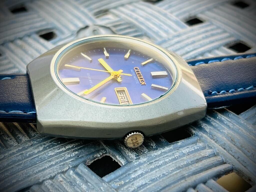 Vintage Citizen NOS Blue Dial Automatic 21 Jewels 39mm 51-0891, Japan, Perfect