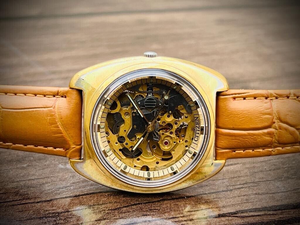 Vintage Citizen Skeleton Goldplated Automatic 21 Jewels 8060A Gents Watch, 36mm - Grab A Watch Co