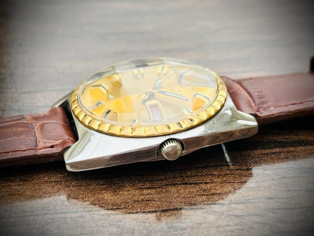 Vintage Citizen Stunning Dial Automatic Diamond Cut Glass Mens Watch, Perfect - Grab A Watch Co