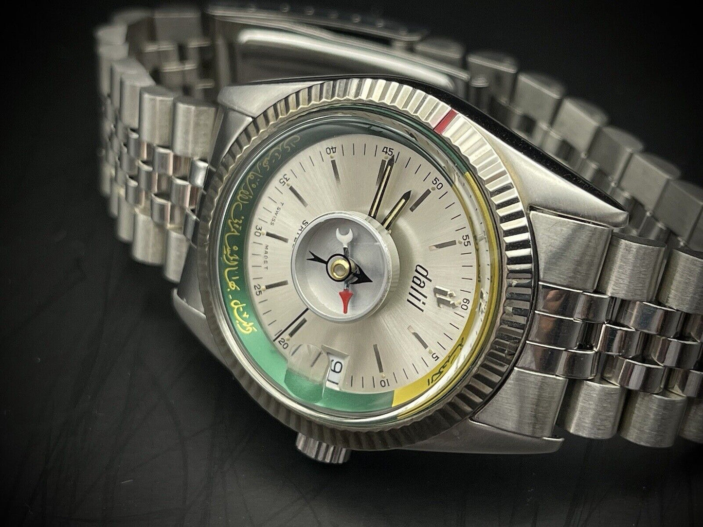 Vintage Dalil Muslim Satellite 1970’s NOS Mens Watch, ETA 2824, Swiss Made 35mm - Grab A Watch Co