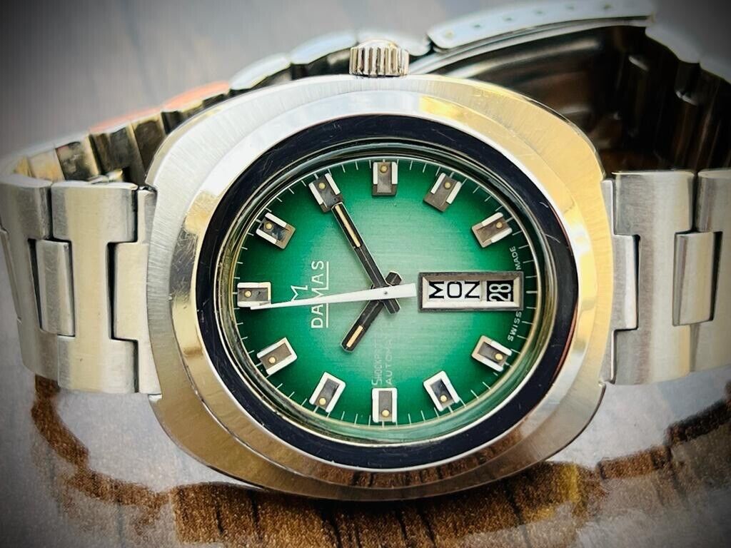 Vintage Damas Green Dial Automatic 38mm Gents Watch, Unique Swiss Made - Grab A Watch Co