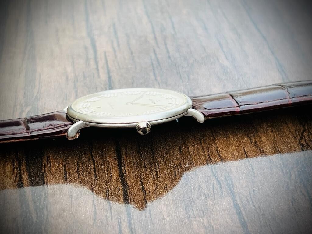 Vintage Edox Les Geneve Diamond Dial Quartz 34mmmm Swiss NOS Slim Mens Watch - Grab A Watch Co