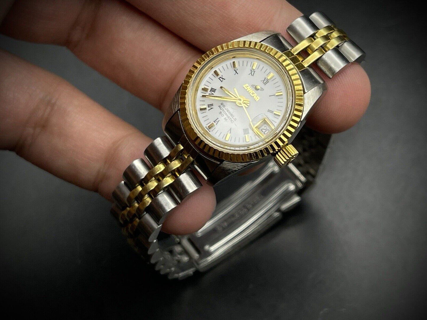 Vintage Enicar 50m Datejust Jubilee 26mm Rare Automatic Ladies Watch, 25J, Swiss - Grab A Watch Co