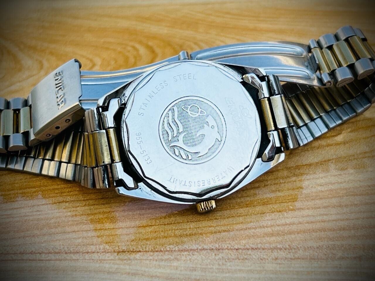 Vintage Enicar Quartz Day/Date Diamond Dial Swiss Made NOS 32mm Gents Watch Slim - Grab A Watch Co