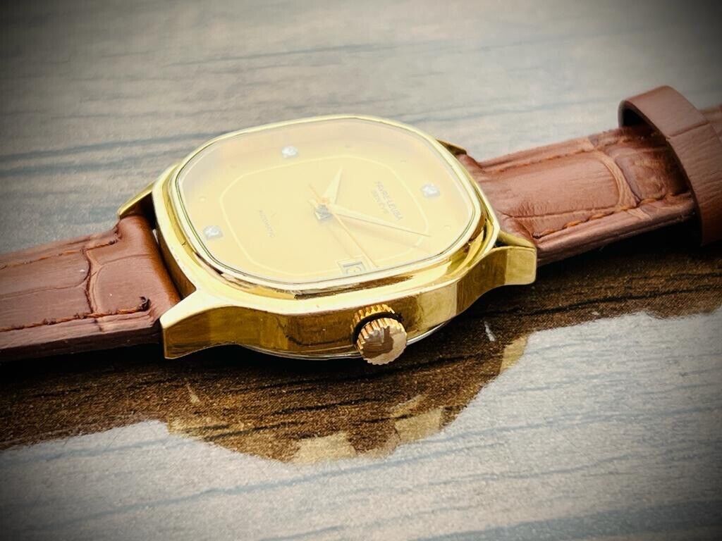 Vintage Favre Leuba Geneve Diamond Dial Automatic Mens Watch 33mm, Perfect - Grab A Watch Co