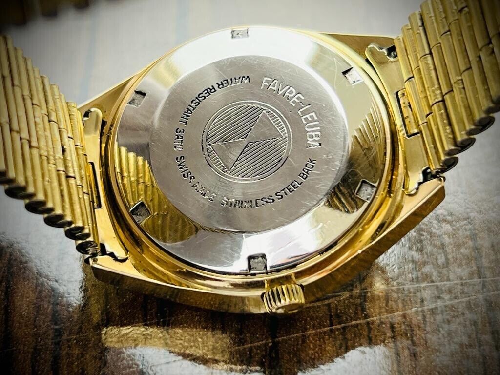 Vintage Favre Leuba Geneve Duomatic Mens Watch 37mm, Perfect - Grab A Watch Co