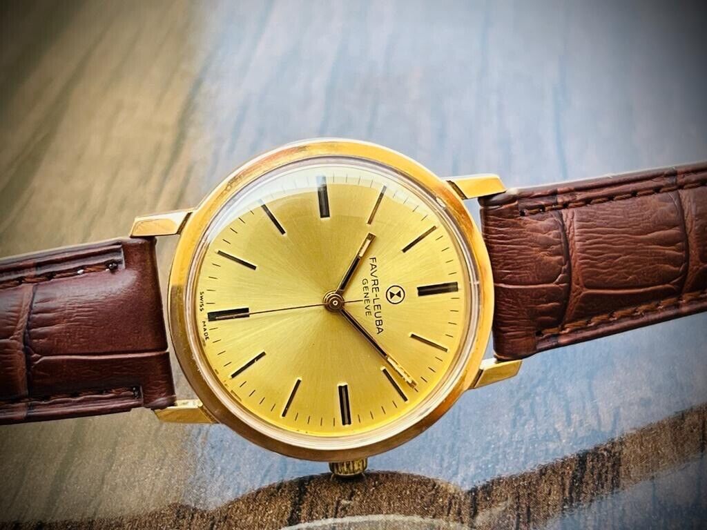 Vintage Favre Leuba Geneve Manual Wind Mens Watch 34mm, Perfect, Swiss Made - Grab A Watch Co