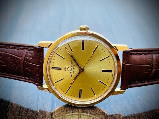 Vintage Favre Leuba Geneve Manual Wind Mens Watch 34mm, Perfect, Swiss Made - Grab A Watch Co