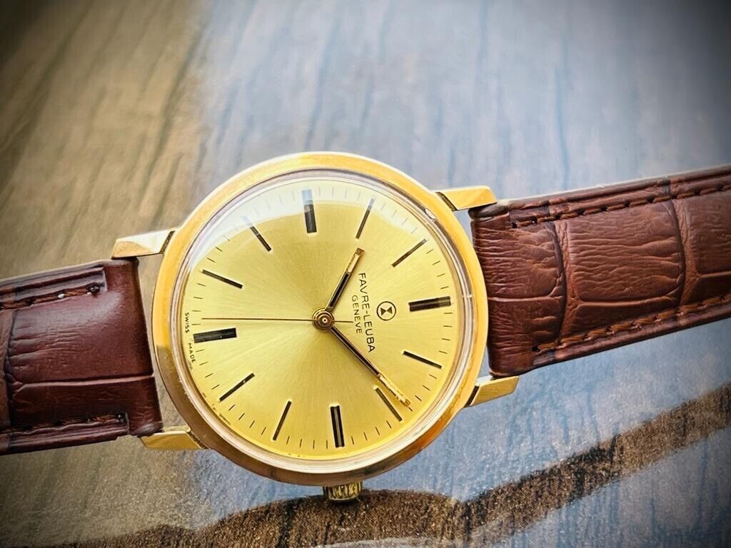 Vintage Favre Leuba Geneve Manual Wind Mens Watch 34mm, Perfect, Swiss Made - Grab A Watch Co