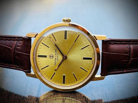 Vintage Favre Leuba Geneve Manual Wind Mens Watch 34mm, Perfect, Swiss Made - Grab A Watch Co