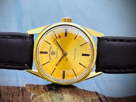 Vintage Favre Leuba Geneve Sea King 4500-51 Manual Wind Mens Watch 30mm - Grab A Watch Co