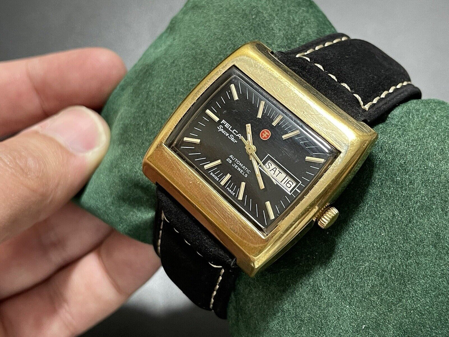 Vintage Felca Space Star 8541 Black Dial 37mm Aotomatic TV Shape Gents Watch - Grab A Watch Co