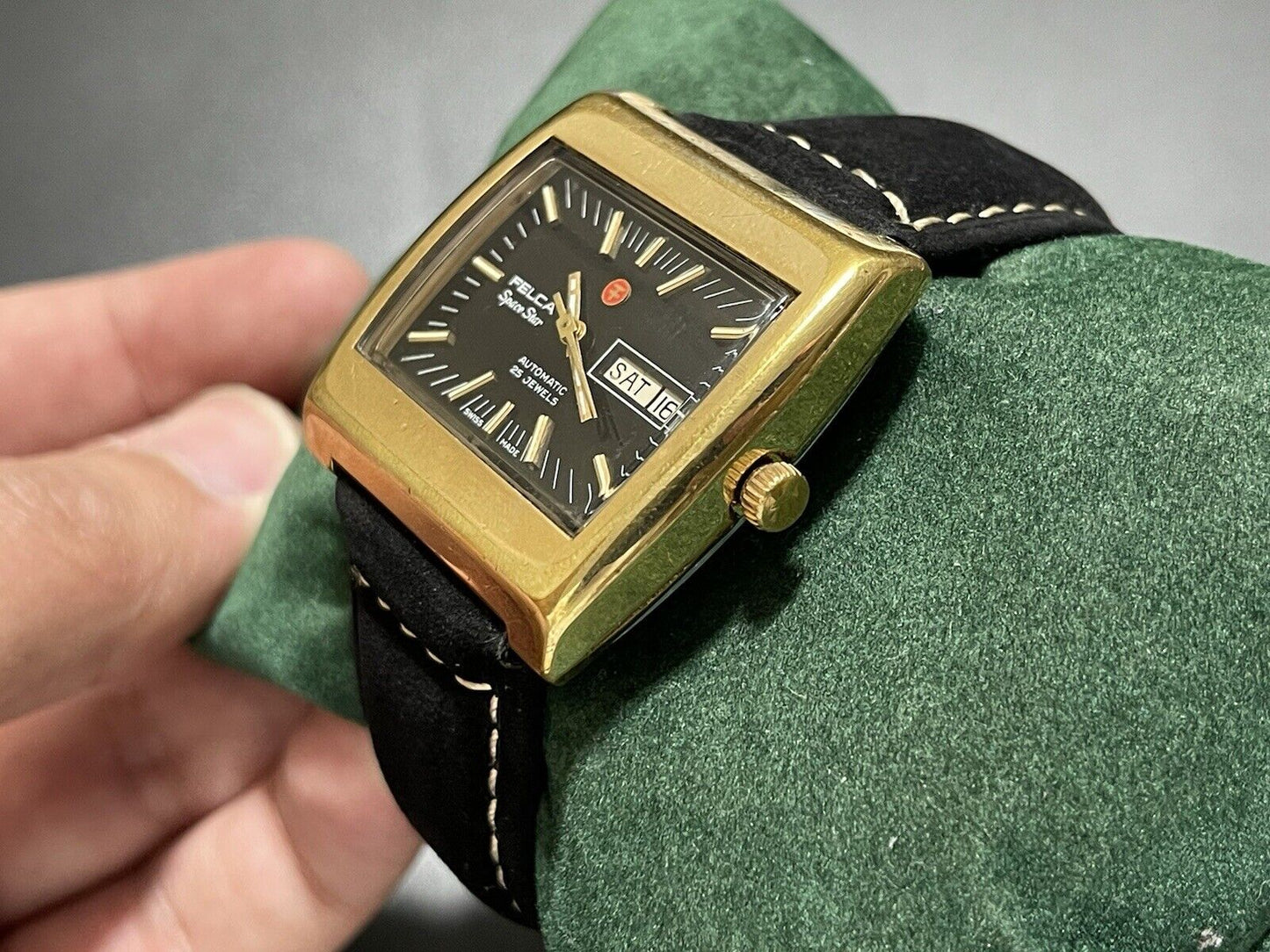 Vintage Felca Space Star 8541 Black Dial 37mm Aotomatic TV Shape Gents Watch - Grab A Watch Co