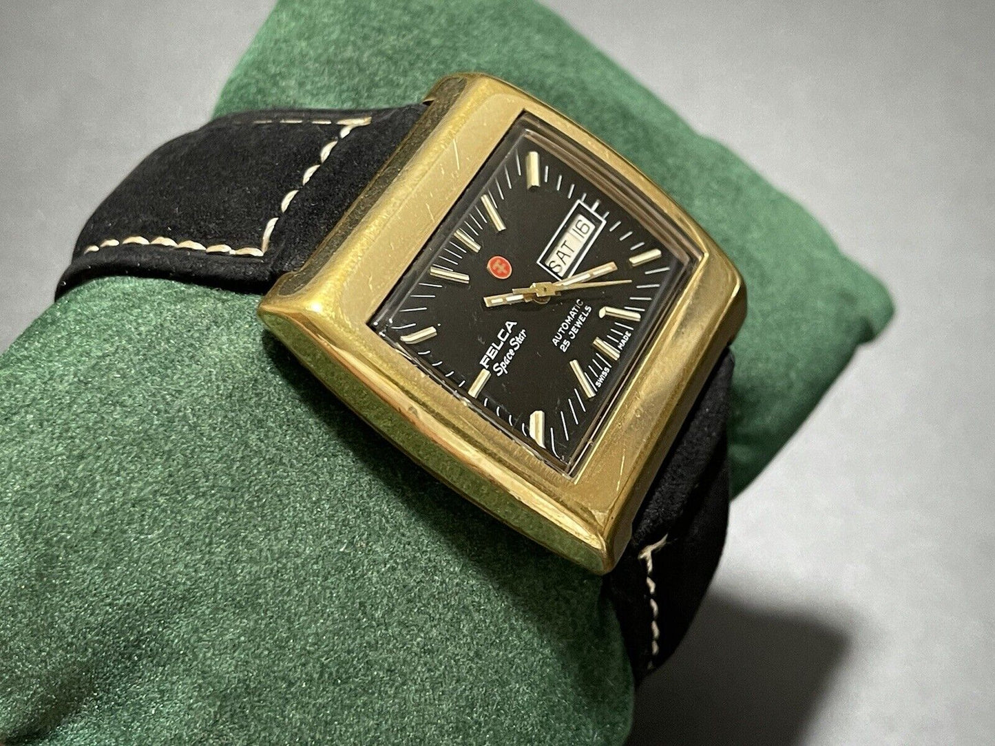 Vintage Felca Space Star 8541 Black Dial 37mm Aotomatic TV Shape Gents Watch - Grab A Watch Co