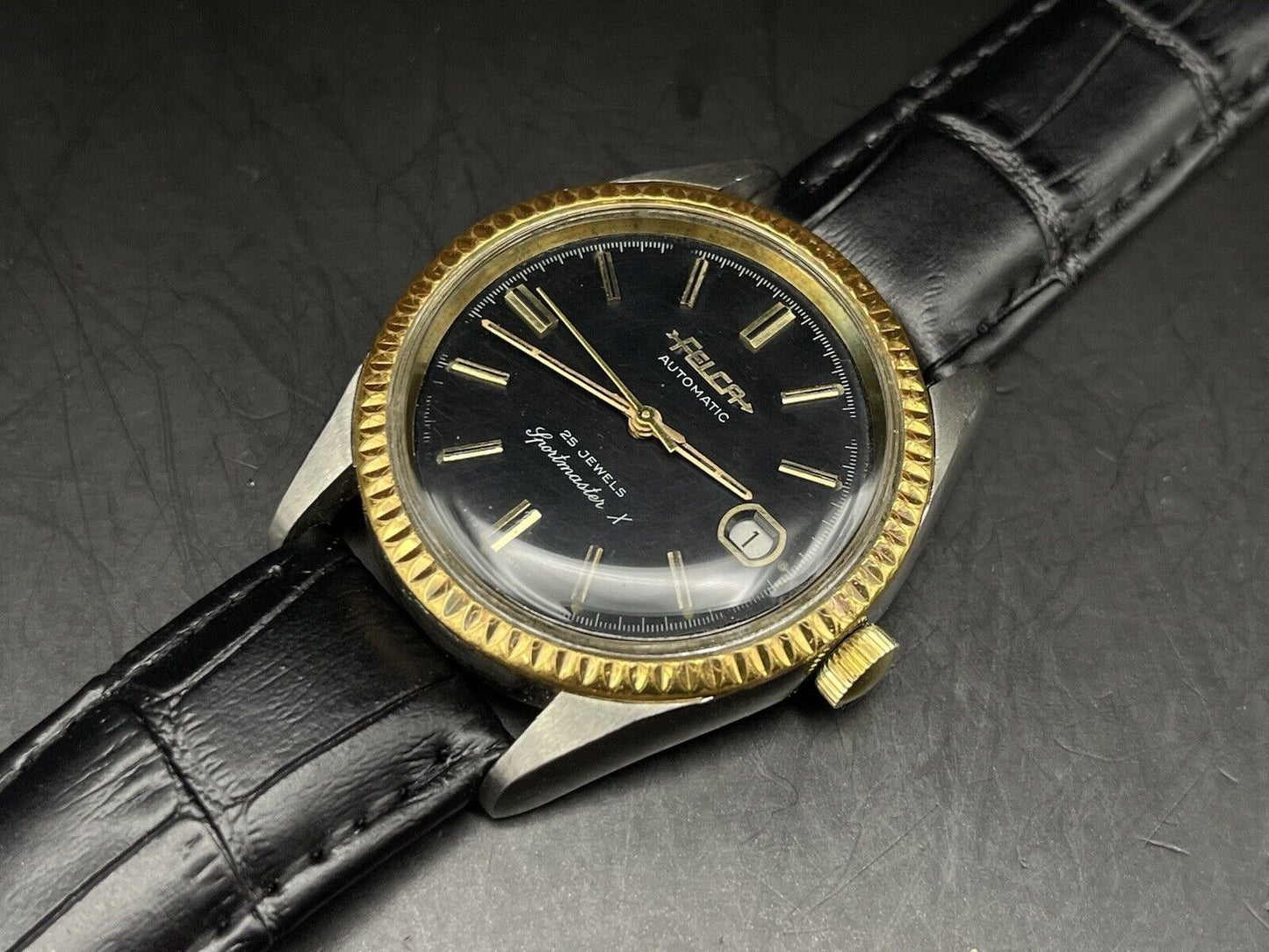 Vintage Felca Sportmaster X Black Dial, Automatic 37mm Mens Watch,Swiss - Grab A Watch Co