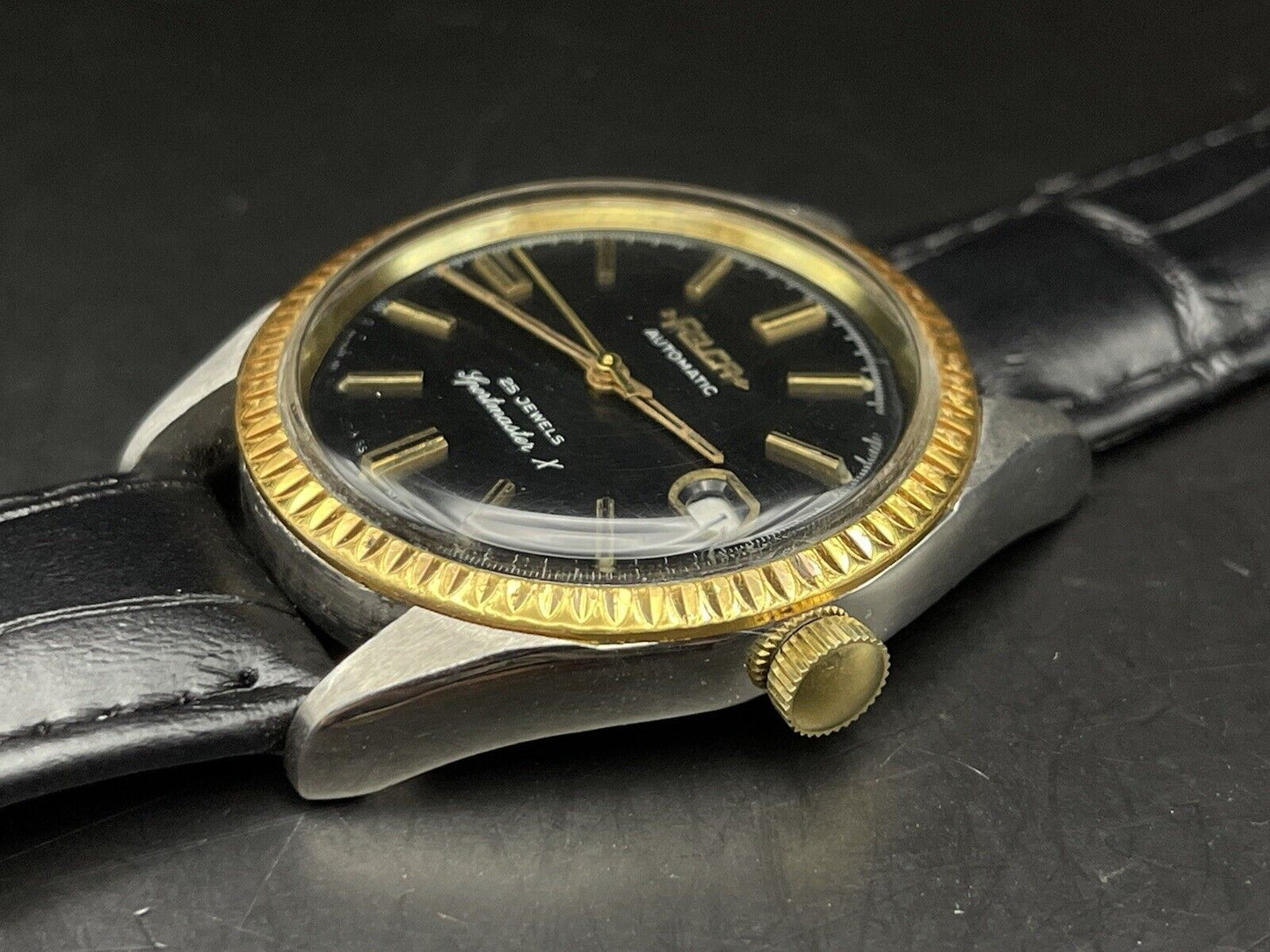 Vintage Felca Sportmaster X Black Dial, Automatic 37mm Mens Watch,Swiss - Grab A Watch Co