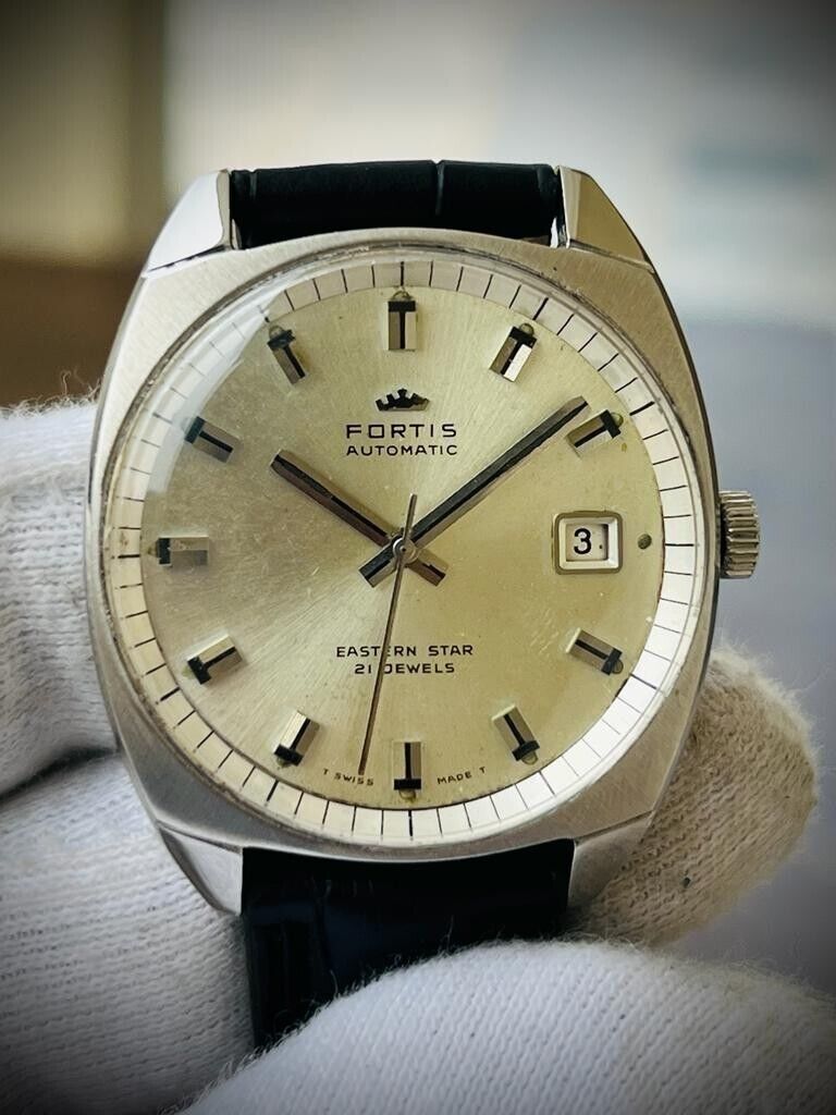 Vintage Fortis Eastern Star Silver Dial 35mm Automatic Men's Watch Swiss - Grab A Watch Co