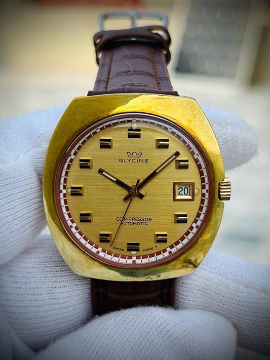 Vintage Glycine Compressor 1960’s Automatic Mens Watch 313.112 Swiss 38mm - Grab A Watch Co