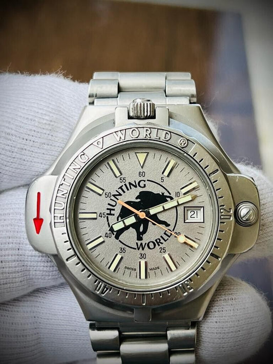 Vintage Hunting World Compass Quartz Mens Watch 48mm, swiss watch - Grab A Watch Co