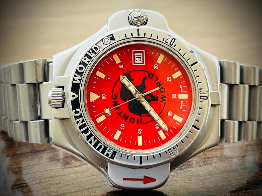 Vintage Hunting World Compass Quartz Mens Watch, Swiss Made, Collectible - Grab A Watch Co
