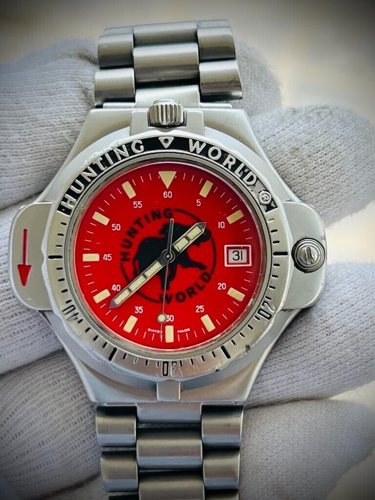 Vintage Hunting World Compass Quartz Mens Watch, Swiss Made, Collectible - Grab A Watch Co