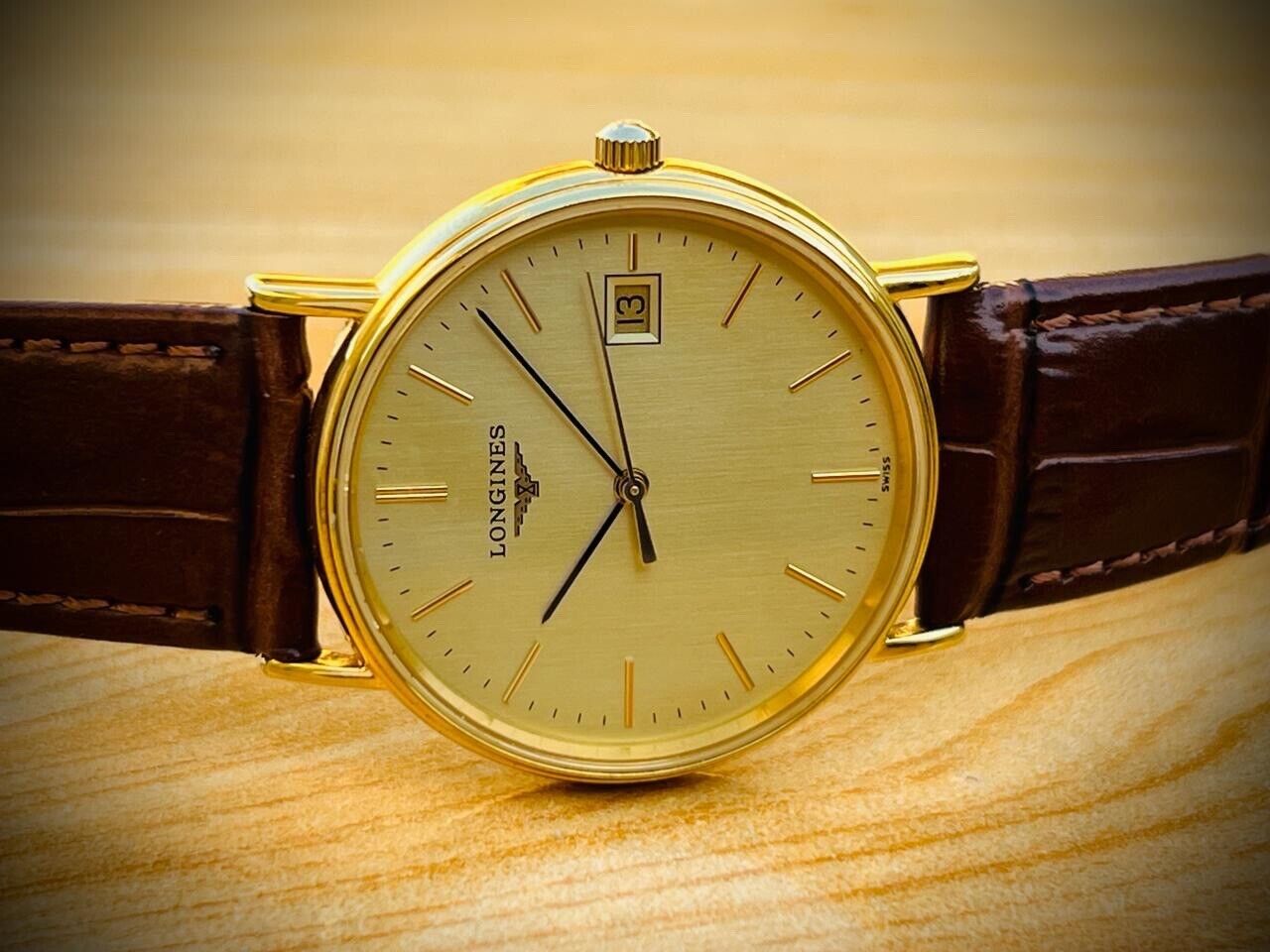 Vintage Longines Presence Quartz Date Slim Classic Swiss 34mm Watch L4.720.2 - Grab A Watch Co