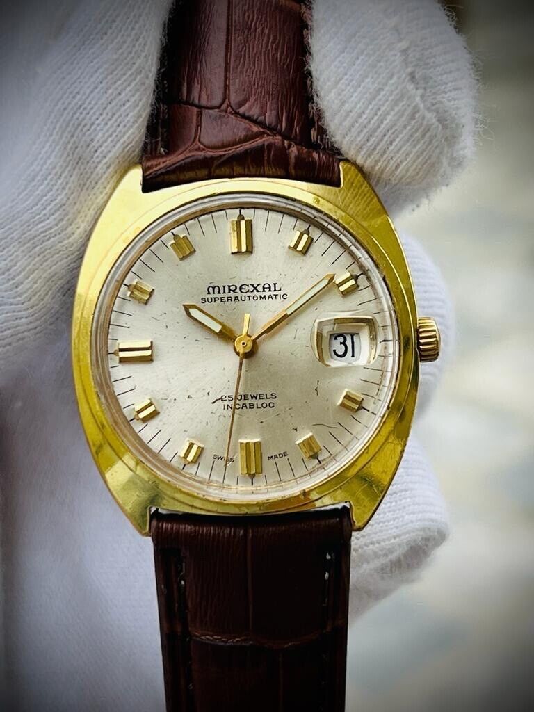 Vintage Mirexal Super Automatic 35mm Mens Watch, Swiss made - Grab A Watch Co