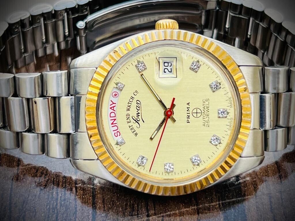 Vintage NOS West End Co President Diamond Dial, Automatic Gents Watch 37mm - Grab A Watch Co