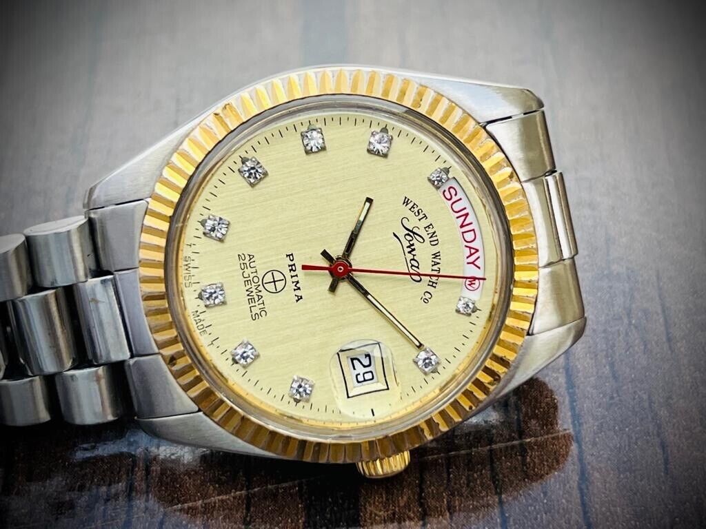 Vintage NOS West End Co President Diamond Dial, Automatic Gents Watch 37mm - Grab A Watch Co