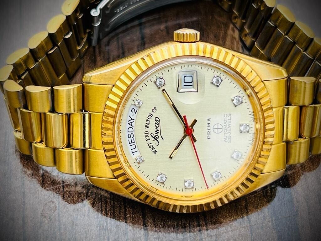 Vintage NOS West End Co President Jubilee 25J All Gold, Automatic Gents Watch - Grab A Watch Co