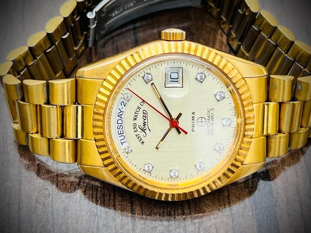 Vintage NOS West End Co President Jubilee 25J All Gold, Automatic Gents Watch - Grab A Watch Co
